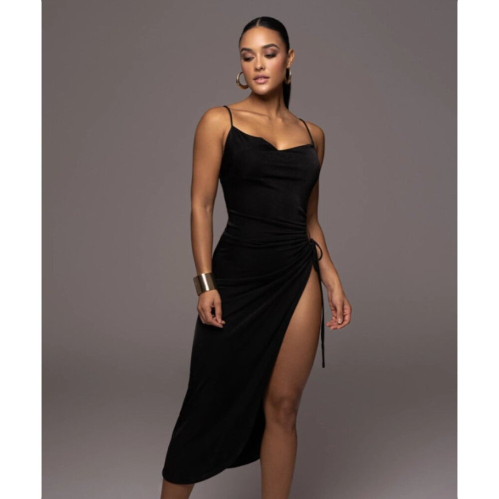 NWOT JLuxLabel Asymmetrical Cutout Slinky Dress with High Slit